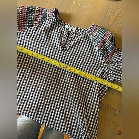 Madewell Black and White Gingham Top with Multicolor Accents Size Medium - Picture 8 of 11